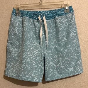 Chubbies Teal and White Youth Swim Trunks Short Quick Dry Beach Vacation Pool